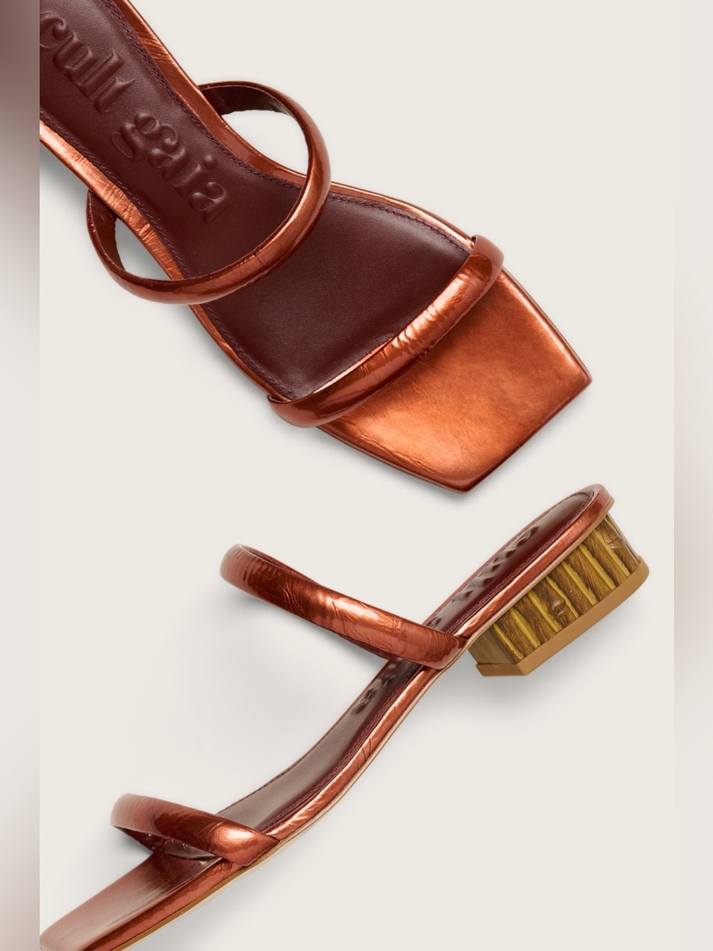 Cult Gaia Liz Block Heel Sandal Glazed Leather Sienna Size 39 / US 9